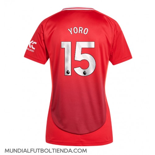 Camiseta Manchester United Leny Yoro #15 Primera Equipación Replica 2024-25 para mujer mangas cortas